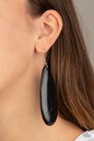 Load image into Gallery viewer, Tropical Ferry - Black - Wooden Teardrop Earrings
